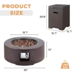 Round Magnesium Oxide Concrete Propane Smokeless Fire Pit - Image 4