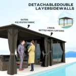 Outsunny 10' x 12' Deluxe Hardtop Gazebo with Curtains and Netting - Image 7