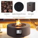 Round Magnesium Oxide Concrete Propane Smokeless Fire Pit - Image 6