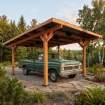 18.3 x 12.6 x 7.8 FT Solid Wood Outdoor Carport with Galvanized Steel Hardtop - Image 2