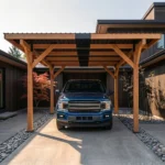 18.3 x 12.6 x 7.8 FT Solid Wood Outdoor Carport with Galvanized Steel Hardtop - Image 6