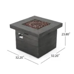 Rosia Square Concrete Propane Smokeless Fire Pit Table with Hidden Fuel Tank - Image 3