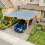18.3 x 12.6 x 7.8 FT Solid Wood Outdoor Carport with Galvanized Steel Hardtop - Image 3