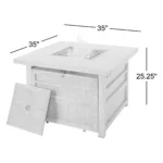 50,000 Btu Propane Fire Pit For Outdoor, 35” Square Fire Table With Lid - Image 6