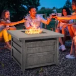 50,000 Btu Propane Fire Pit For Outdoor, 35” Square Fire Table With Lid - Image 5