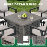 50,000 Btu Propane Fire Pit For Outdoor, 35” Square Fire Table With Lid - Image 9