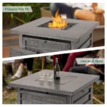 50,000 Btu Propane Fire Pit For Outdoor, 35” Square Fire Table With Lid - Image 7