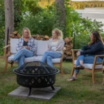 Jahidul Crossweave Round Wood-Burning Steel Outdoor Fire Pit with Screen - Image 7