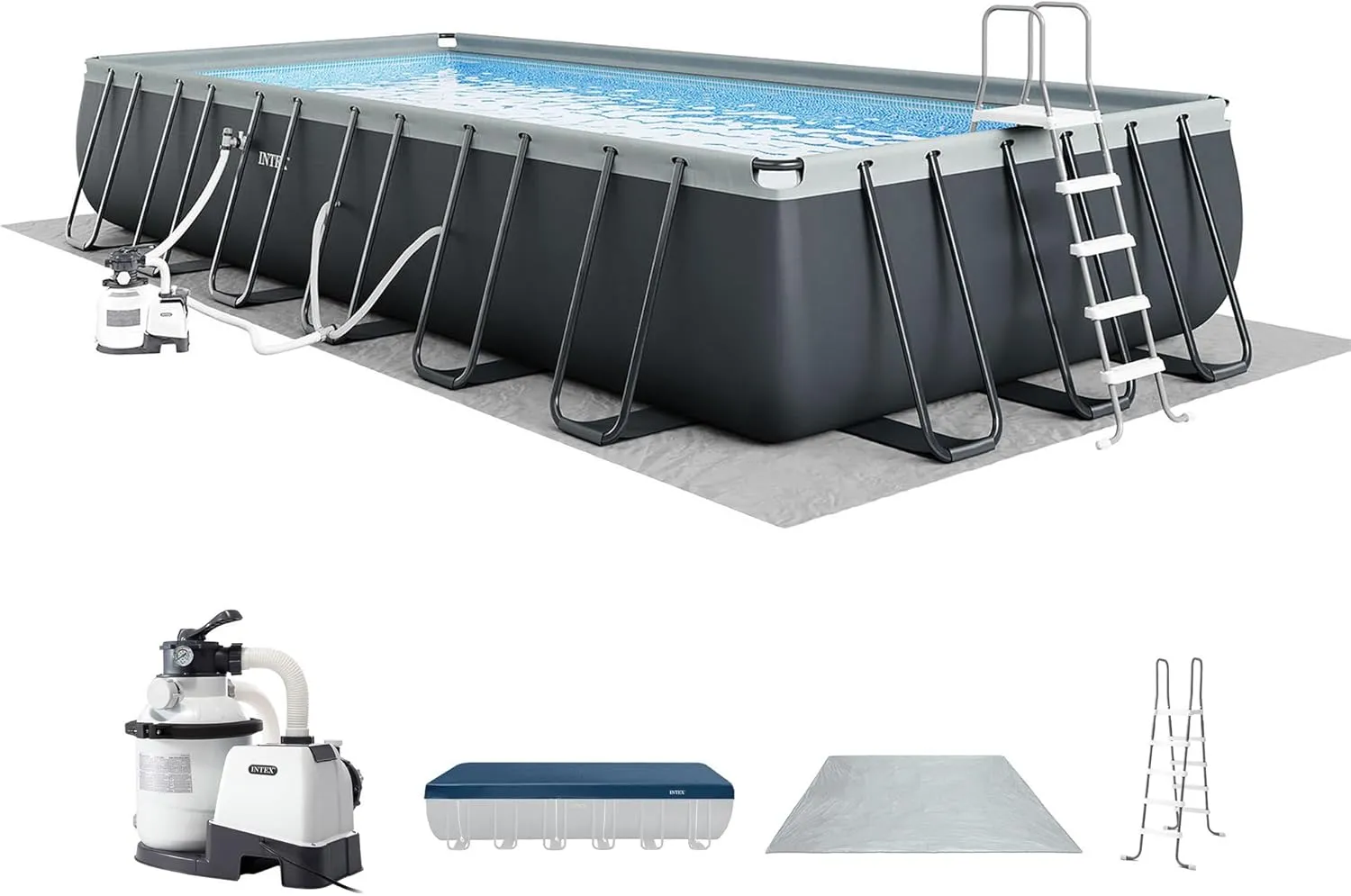 download Intex 26363EH Ultra XTR Deluxe Rectangular Above Ground Swimming Pool Set - Image 1