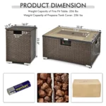 16" H x 32" W Propane Outdoor Fire Pit Table - Image 9