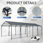 13x26.5 Metal Heavy Duty Carport with Galvanized Steel Roof and Frame - Image 6