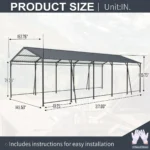 13x26.5 Metal Heavy Duty Carport with Galvanized Steel Roof and Frame - Image 4