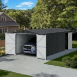 Sunjoy Outdoor Storage Shed 10 x 20 ft. Carport, Patio Metal Utility Large Storage Shed