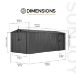 Sunjoy Outdoor Storage Shed 10 x 20 ft. Carport, Patio Metal Utility Large Storage Shed - Image 2