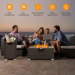 16" H x 32" W Propane Outdoor Fire Pit Table - Image 3