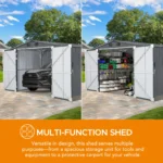 Sunjoy Outdoor Storage Shed 10 x 20 ft. Carport, Patio Metal Utility Large Storage Shed - Image 8