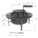 Hayler Wood Burning Outdoor Fire Pit Table with Lid Size: 28" H x 36" W x 36" D - Image 4