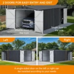 Sunjoy Outdoor Storage Shed 10 x 20 ft. Carport, Patio Metal Utility Large Storage Shed - Image 4