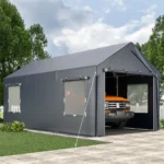 10 X 20ft Heavy Duty Carport, Portable Garage With Sidewalls, All Weather For Car, Storage & Tool Room, Grey