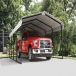 Arrow Carports Galvanized Steel Carport, Full-Size Metal Carport Kit, 12' x 20' x 7', Eggshell
