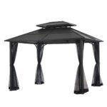 Hampton Bay Farrington 10 ft. x 12 ft. Steel Hardtop Gazebo with Mosquito Netting