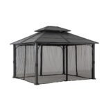 Hampton Bay Farrington 10 ft. x 12 ft. Steel Hardtop Gazebo with Mosquito Netting - Image 3