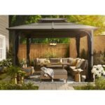 Hampton Bay Farrington 10 ft. x 12 ft. Steel Hardtop Gazebo with Mosquito Netting - Image 5