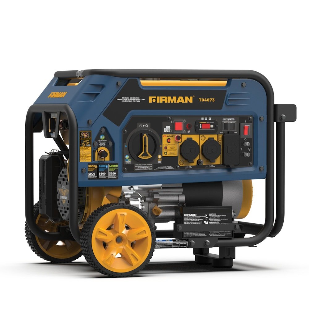p_1001853905 FIRMAN Tri Fuel Portable Generator 5000/4000W Electric Start Gas, Wheel Kit CO Alert 50 ST CAN - Image 1