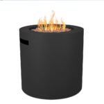 Real Flame Aegean 24" Round Steel Propane Fire Pit Table in Black