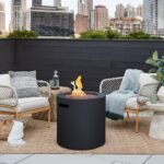 Real Flame Aegean 24" Round Steel Propane Fire Pit Table in Black - Image 3