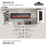 Napoleon Entice 72-inch Surface Mounted or Built-in Wall Electric Fireplace - Image 7