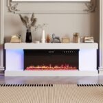 FUFU&GAGA White High-Gloss Electric Fireplace