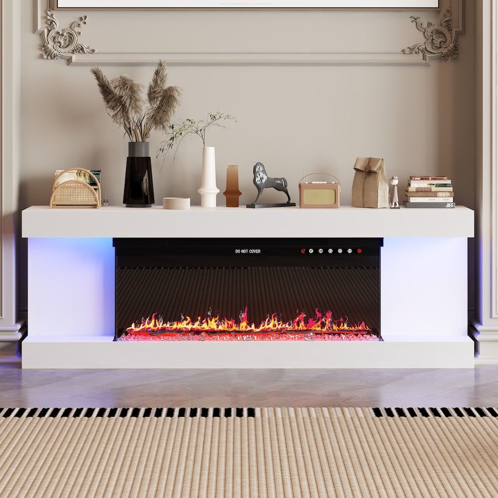 p_1001928968 FUFU&GAGA White High-Gloss Electric Fireplace - Image 1
