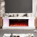 FUFU&GAGA White High-Gloss Electric Fireplace - Image 2