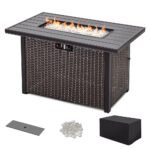 Nuu Garden 50,000 BTU 43 Inch 50,000 BTU Propane Gas Rattan Fire Pit Table