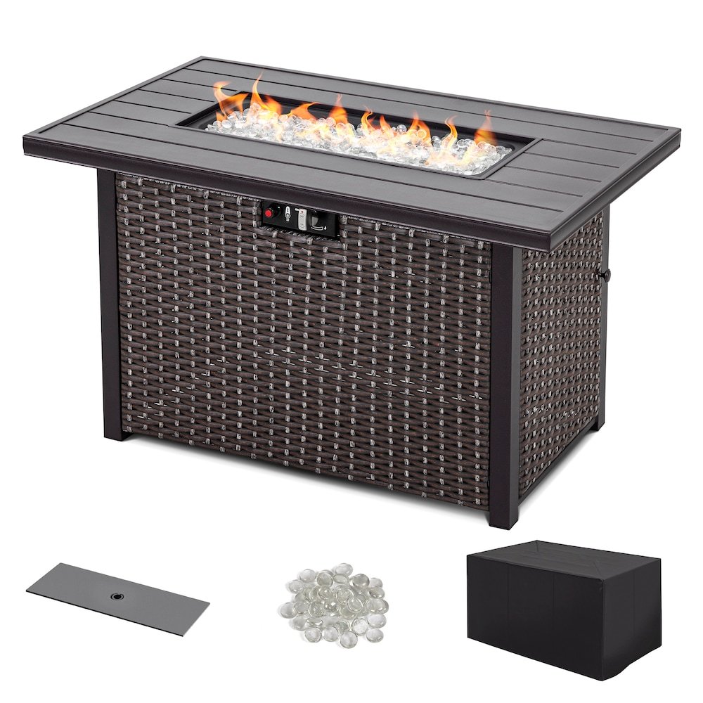 p_1001941102 Nuu Garden 50,000 BTU 43 Inch 50,000 BTU Propane Gas Rattan Fire Pit Table - Image 1