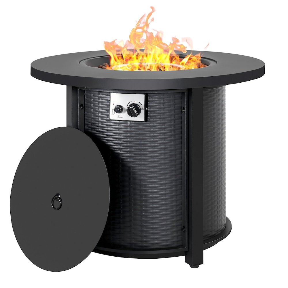 p_1001954262 Nuu Garden 30 in. Round Metal Propane Gas Black Fire Pit Table - Image 1