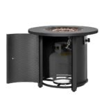 Nuu Garden 30 in. Round Metal Propane Gas Black Fire Pit Table - Image 6