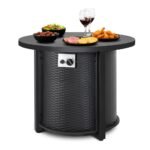 Nuu Garden 30 in. Round Metal Propane Gas Black Fire Pit Table - Image 2