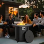 Nuu Garden 30 in. Round Metal Propane Gas Black Fire Pit Table - Image 5