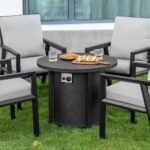 Nuu Garden 30 in. Round Metal Propane Gas Black Fire Pit Table - Image 4