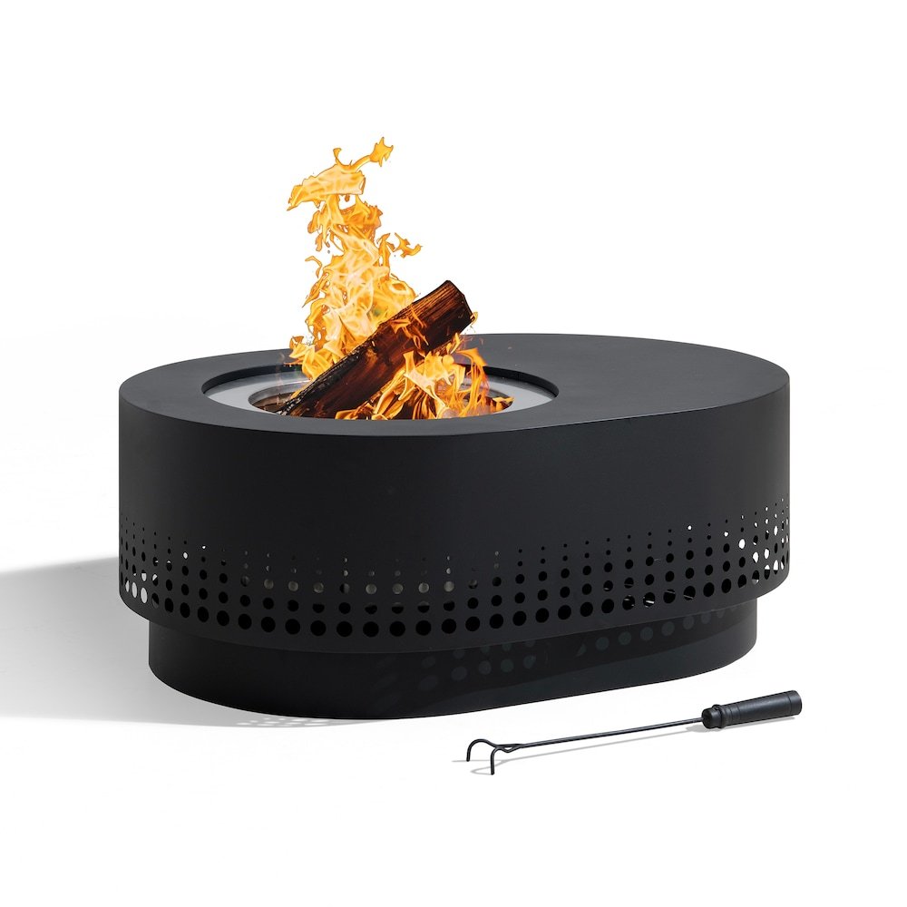 p_1001978014 Sunjoy Sunjoy 38in.Halton Oval Low Smoke Firepit - Image 1