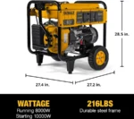 DEWALT 8000-Watt Electric Start Gas-Powered Portable Generator - Image 3