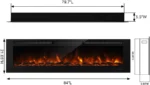 Masarflame 84" Recessed Electric Fireplace Insert - Image 4