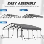 DSNAPE 20 X 20 Ft Metal Carport, Heavy Duty Car Shelter With Reinforced Steel Braces & Galvanized Steel Roof & Frame - Image 6