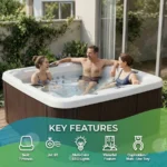 Lifesmart Spas LS600DX 7-Person Square Hot Tub with Cabinet with 65-Jets in Arctic White Espresso Roto - Image 7