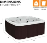 Lifesmart Spas LS600DX 7-Person Square Hot Tub with Cabinet with 65-Jets in Arctic White Espresso Roto - Image 6