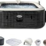 INTEX Purespa Greystone Deluxe Spa Set 170 Bubble Jet Hot Tub With Cover
