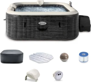 Intex PureSpa Plus Greystone 4 Person Inflatable Square Hot Tub Spa 28449ep - Image 2