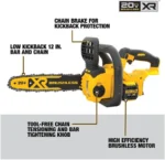 Safford Equipment DeWalt 20V MAX 12 in. Brushless Cordless Compact Chainsaw dccs621b - Image 5